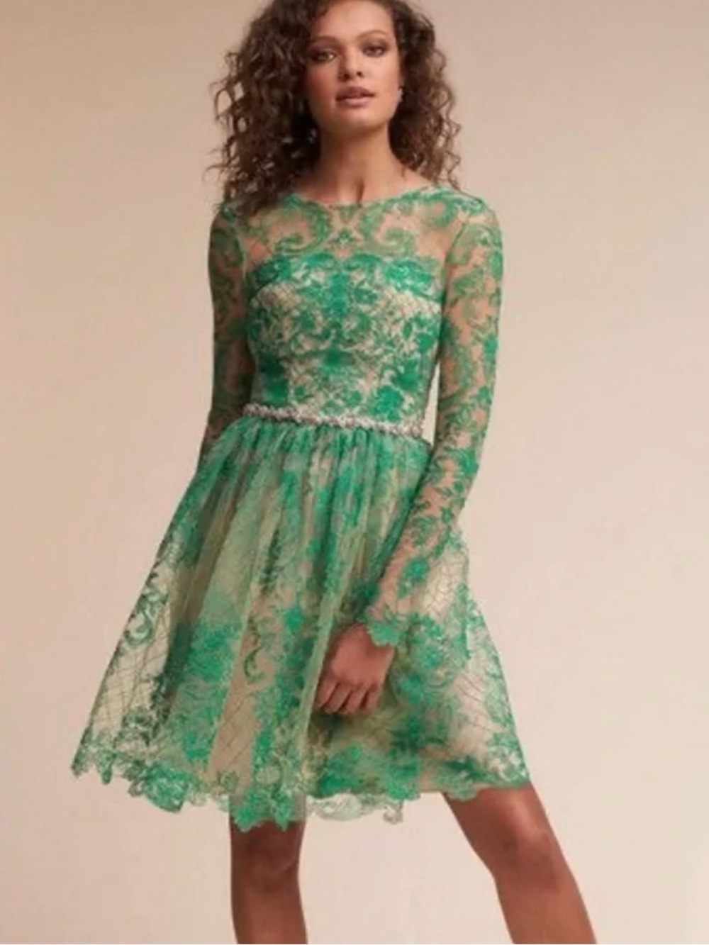Monique Lhuillier for BHLDN/Anthropologie “Holly” green lace dress, size 6 NWT - Picture 2 of 12